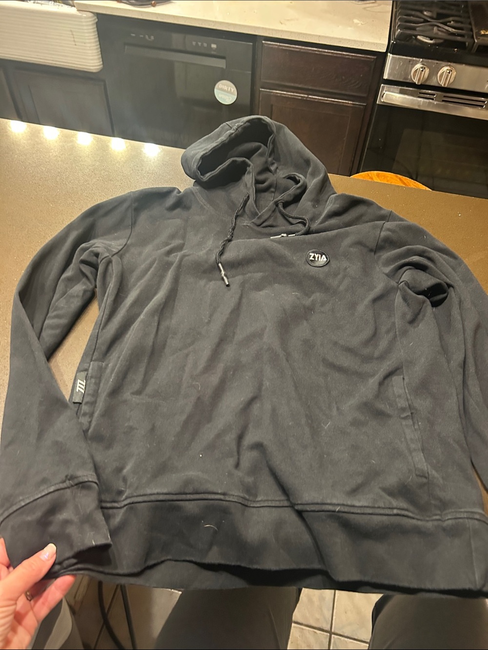 ZYIA Black Men's Pullover Hoodie with Small Logo